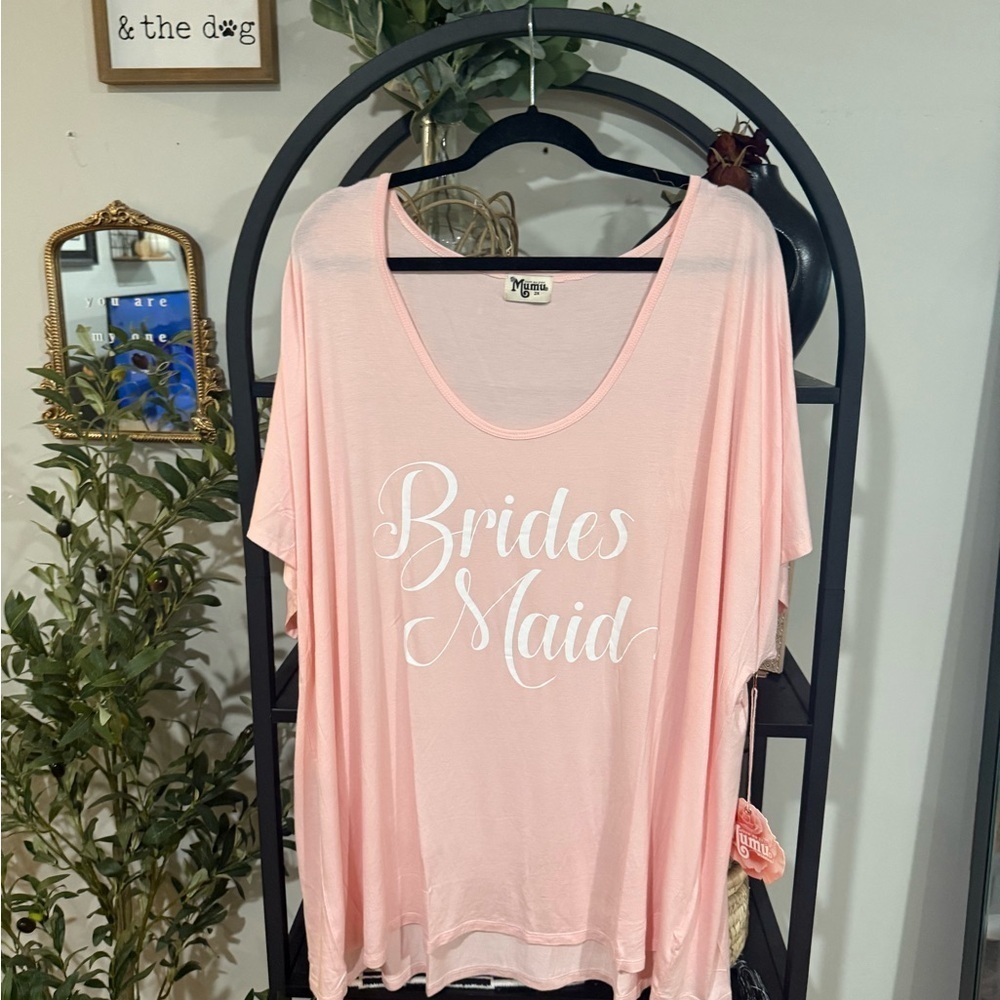 Show Me Your MuMu Pink Brides Maid Sleepwear Top plus size 2x